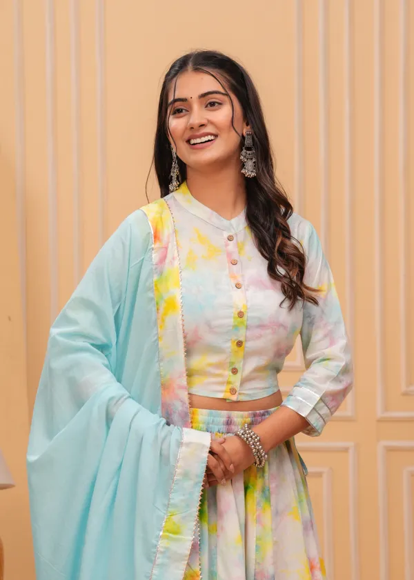 White_&_Blue_Dharohar_Block_Printed_Lehanga_Choli_Set