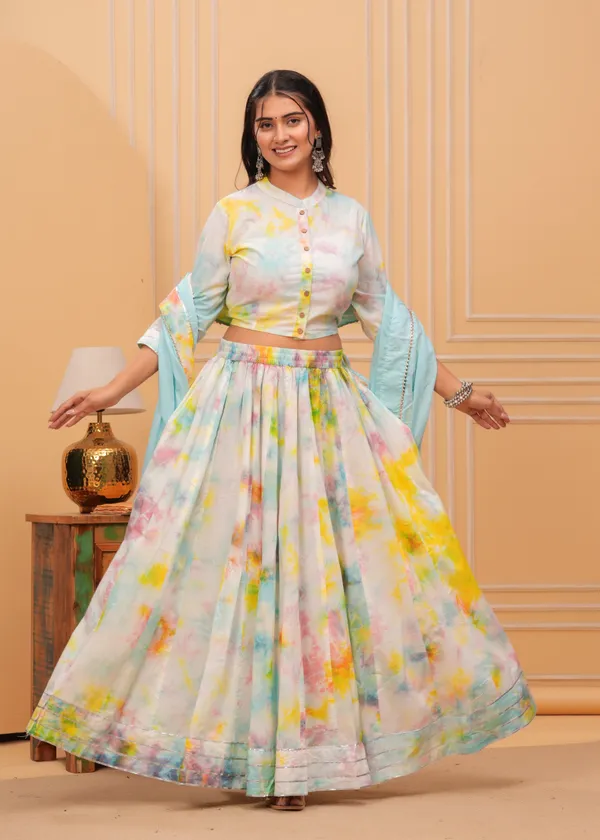 White_&_Blue_Dharohar_Block_Printed_Lehanga_Choli_Set