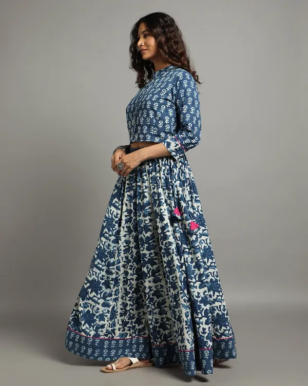 Dharohar_Pure_Cotton_Mystical_Indigo_Stitched_Lehanga