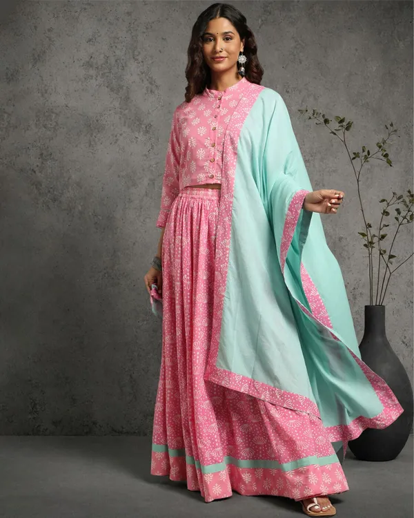 Dharohar_Pure_Cotton_Playful_Pink_Stitched_Lehanga