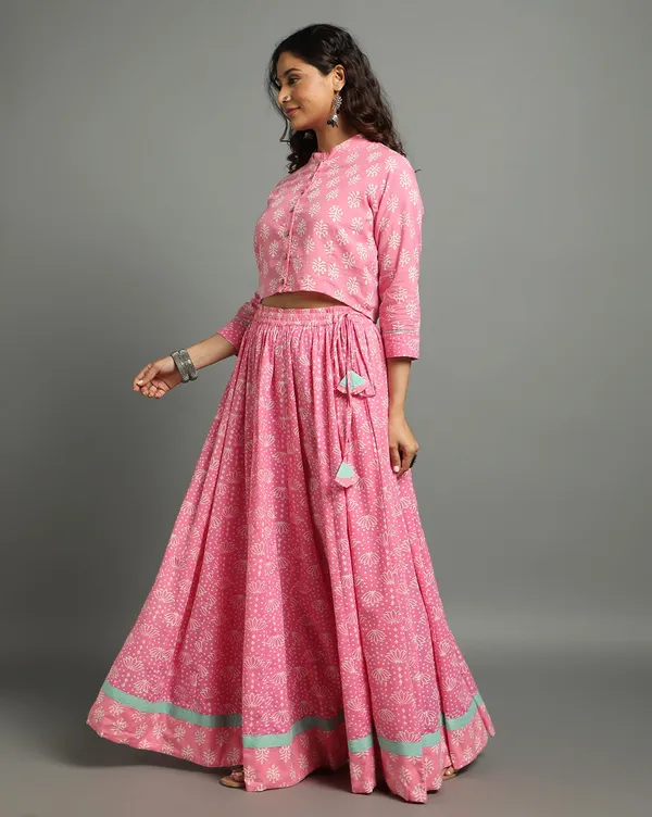 Dharohar_Pure_Cotton_Playful_Pink_Stitched_Lehanga