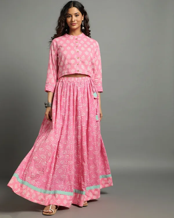 Dharohar_Pure_Cotton_Playful_Pink_Stitched_Lehanga