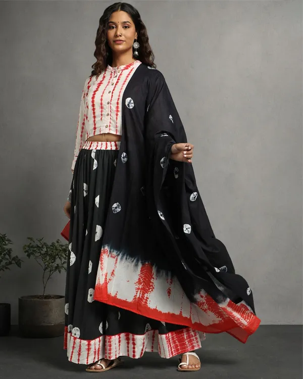 Dharohar_Pure_Cotton_Raven_Black_Stitched_Lehanga