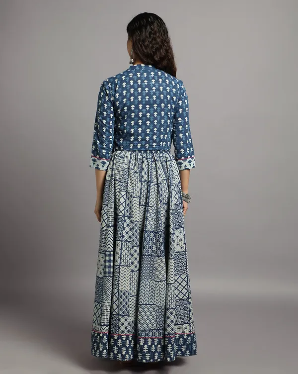 Dharohar_Pure_Cotton_Regal_Indigo_Stitched_Lehanga