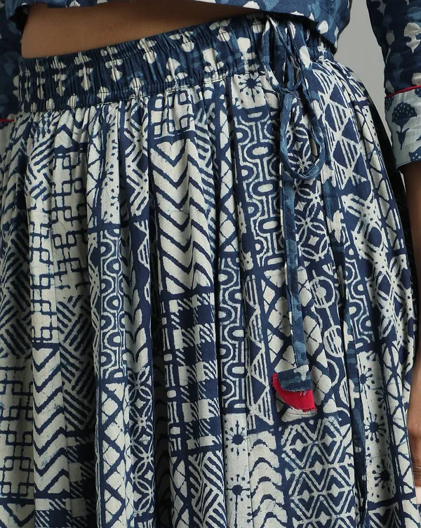 Dharohar_Pure_Cotton_Regal_Indigo_Stitched_Lehanga