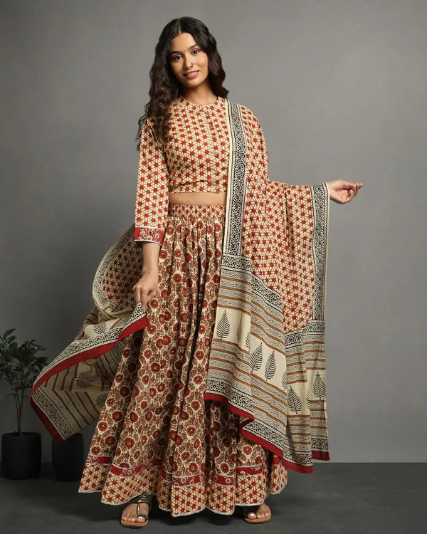 Dharohar_Pure_Cotton_Sunny_Yellow_Stitched_Lehanga