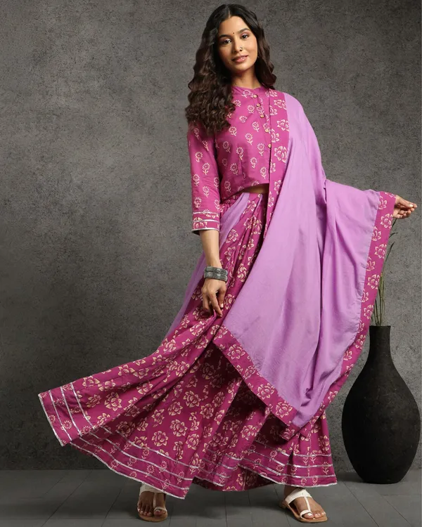 Dharohar_Pure_Cotton_Sweet_Pink_Stitched_Lehanga