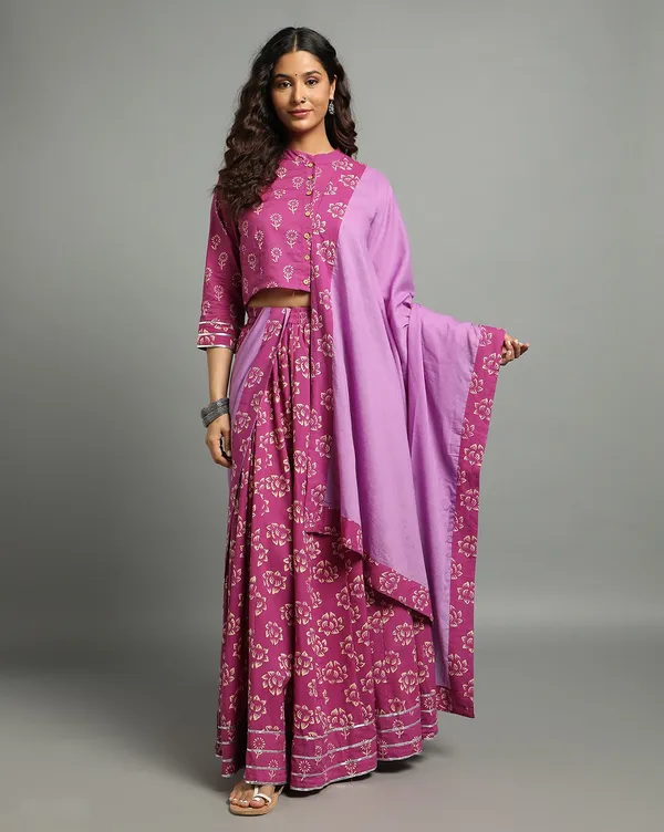 Dharohar_Pure_Cotton_Sweet_Pink_Stitched_Lehanga