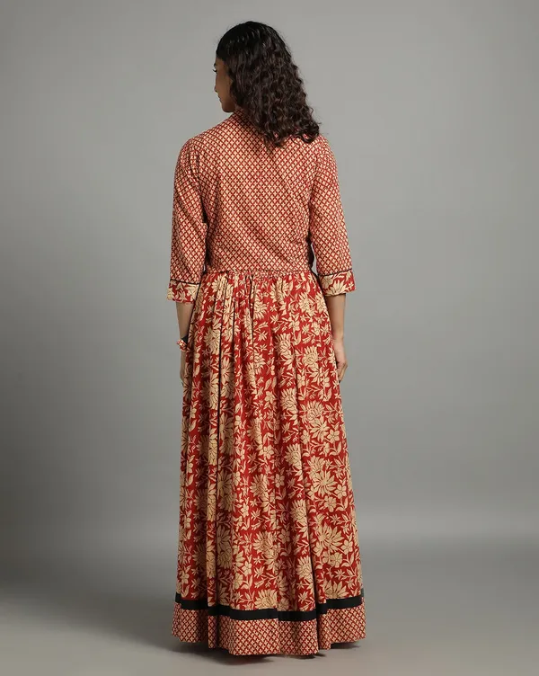 Dharohar_Pure_Cotton_Vibrant_Red_Stitched_Lehanga
