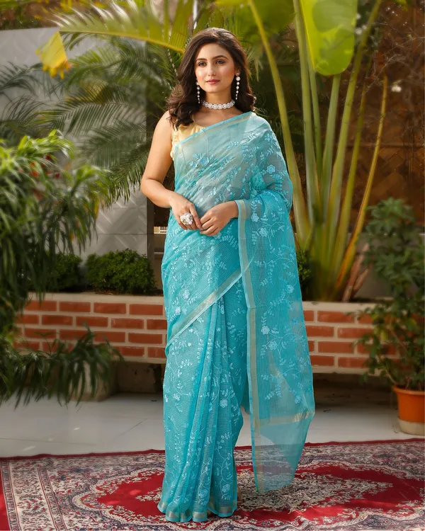 Gehri_Chhaya_Blue_Floral_Embroidery_Saree