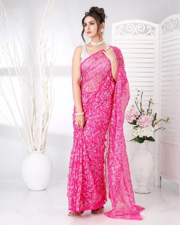Jalkriti_Dark_Pink_Georgette_Saree