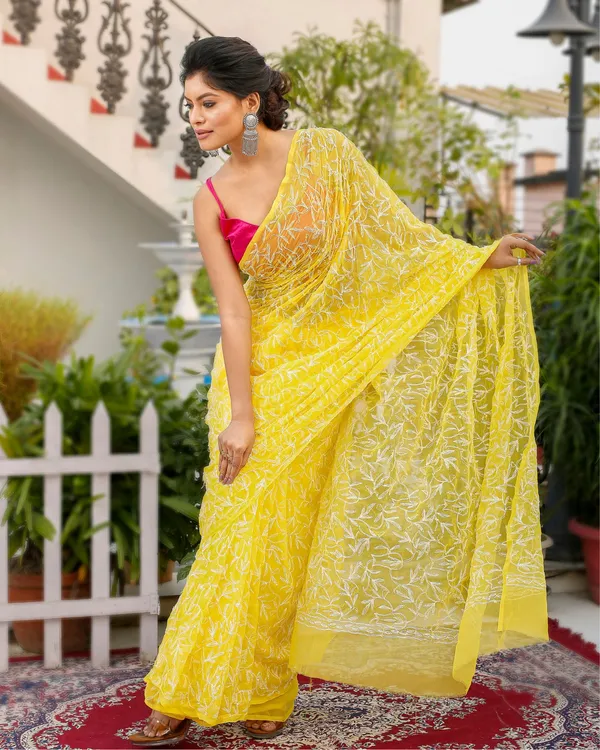 Jalkriti_Yellow_Georgette_Saree