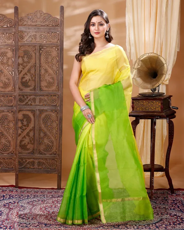 Green_&_Yellow_Lehar_Pure_Cotton_Silk_Saree