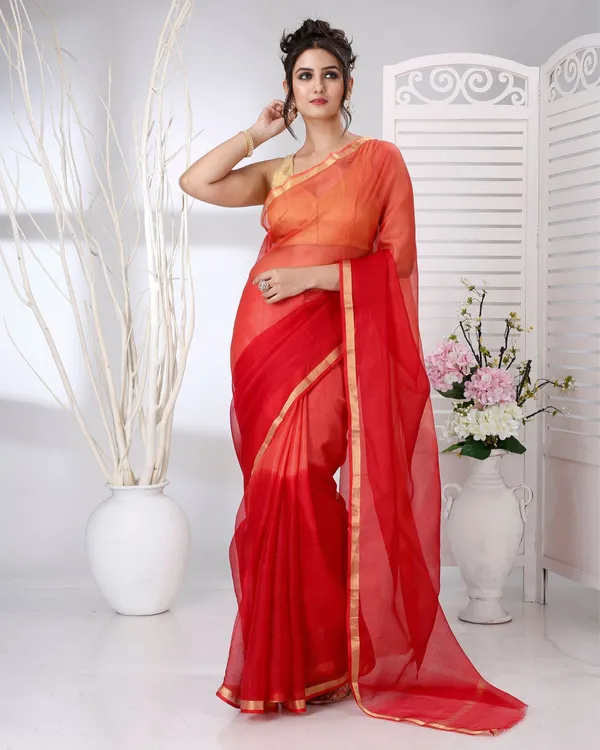 Lehar_Orange_Kota_Silk_Saree