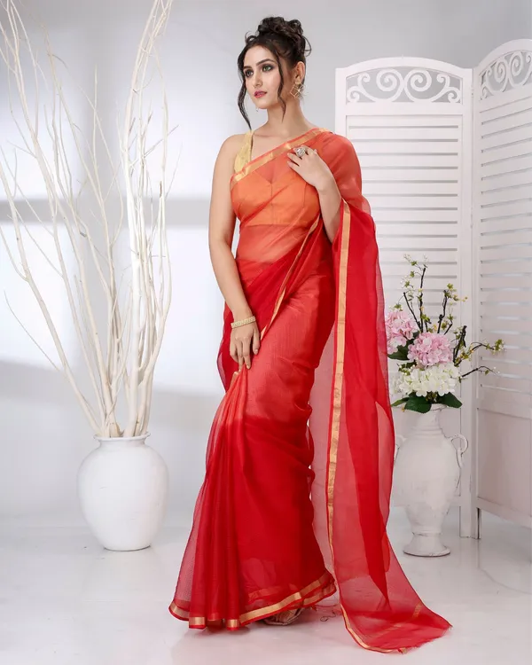 Lehar_Orange_Kota_Silk_Saree