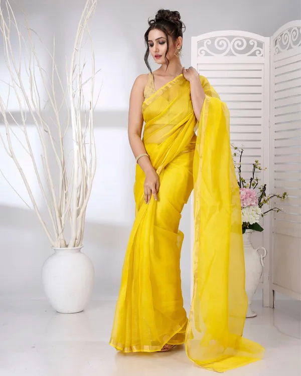 Lehar_Yellow_Kota_Silk_Saree