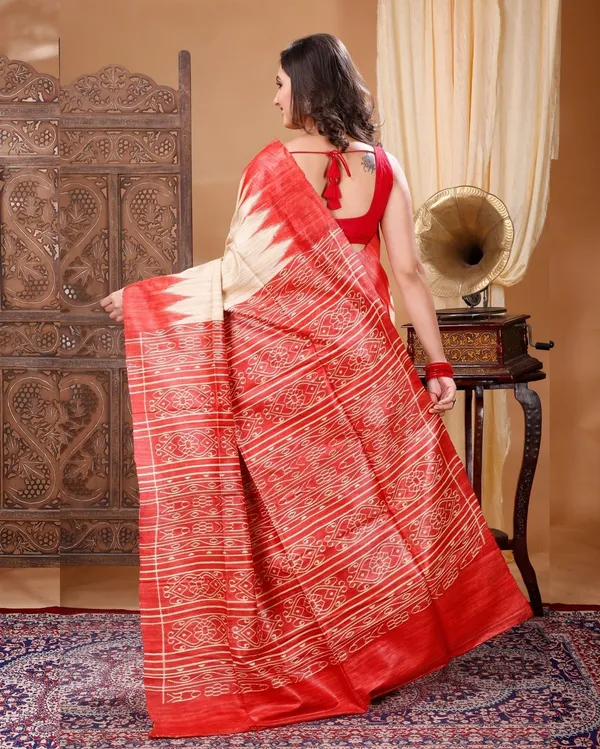Madhuban_Ki_Kushboo_Beige_&_Red_Tussar_Silk_Saree
