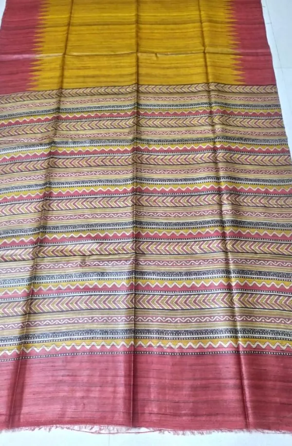 Madhuban_Ki_Kushboo_Mustard_&_Red_Tussar_Silk_Saree