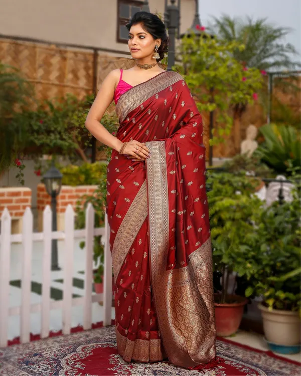 Mayajaal_Maroon_Bridal_Saree