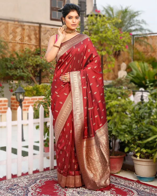 Mayajaal_Maroon_Bridal_Saree