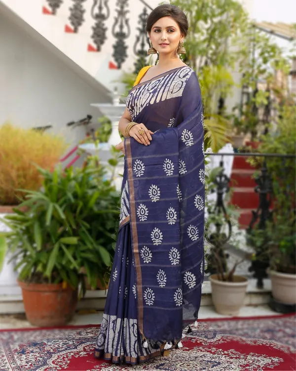 Moam_Slate_Blue_Batik_Saree