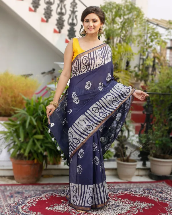 Moam_Slate_Blue_Batik_Saree