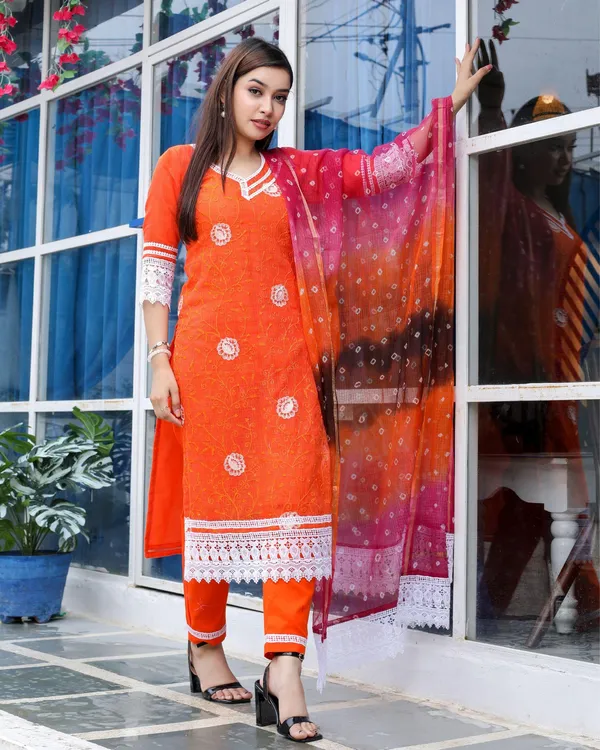 Nakhrewali_Orange_Embroidered_Suit
