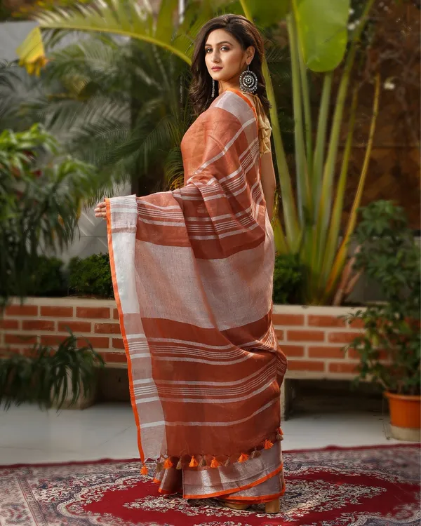 Parishuddhata_Brown_Linen_Saree