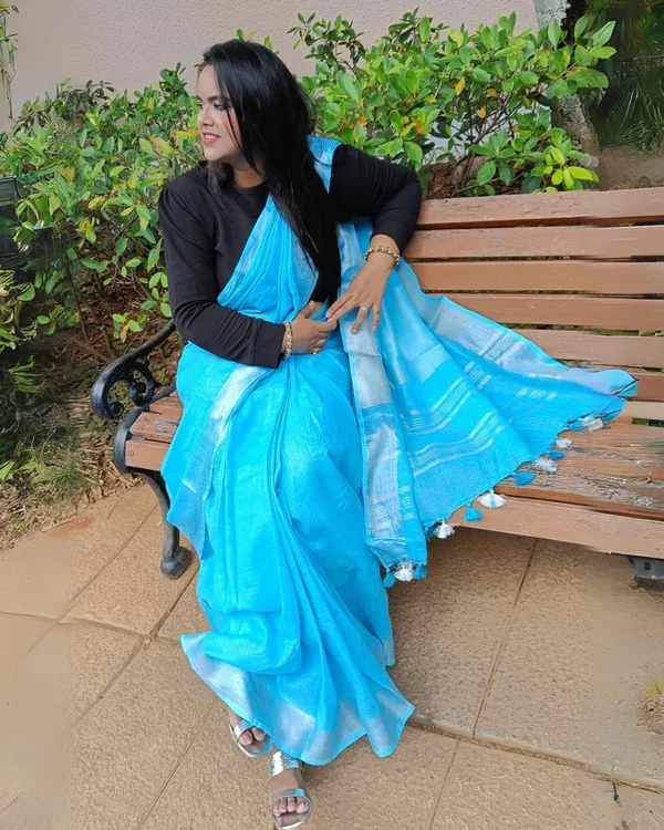 Parishuddhata_Light_Blue_Linen_Saree
