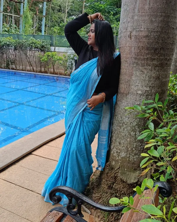 Parishuddhata_Light_Blue_Linen_Saree