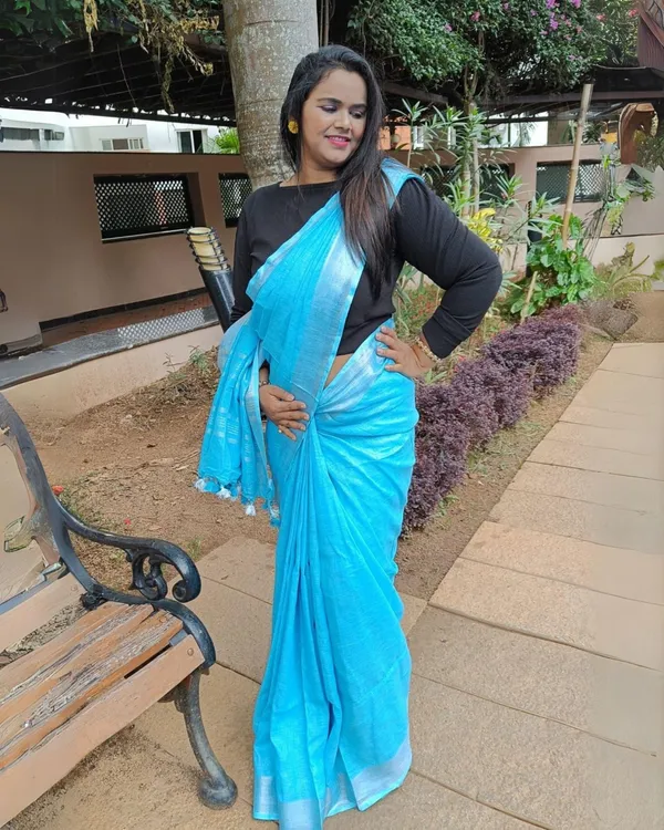 Parishuddhata_Light_Blue_Linen_Saree