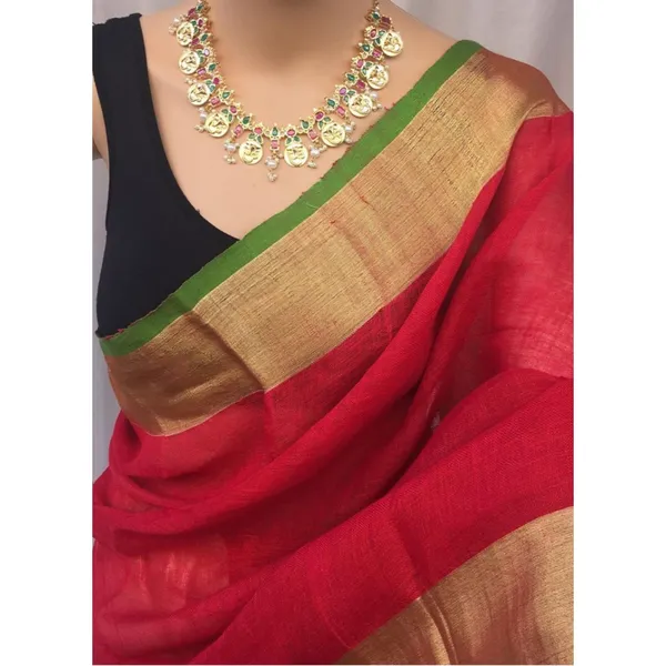 Parishuddhata_Red_Linen_Saree