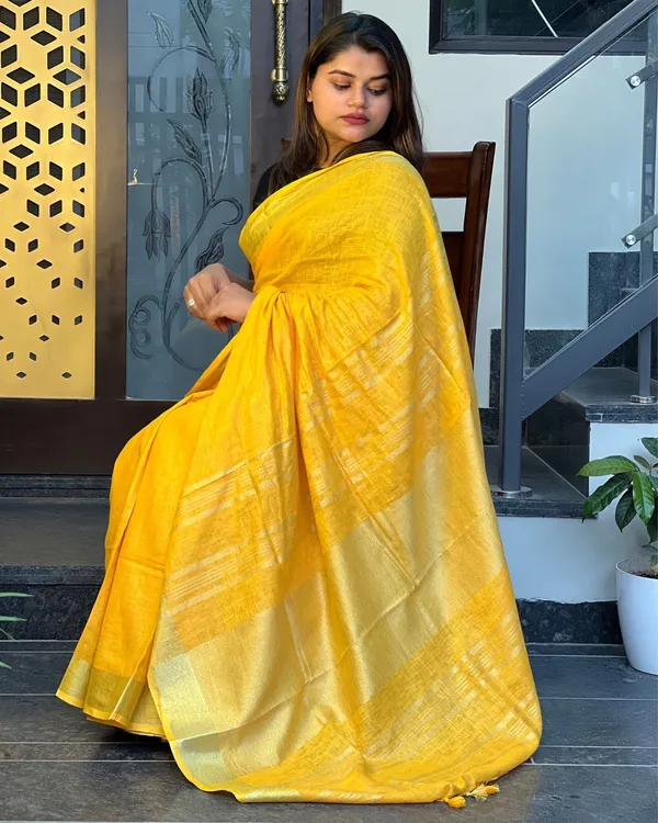 Parishuddhata_Yellow_Linen_Saree