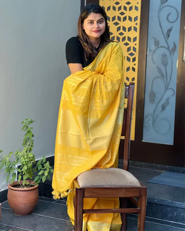 Parishuddhata_Yellow_Linen_Saree