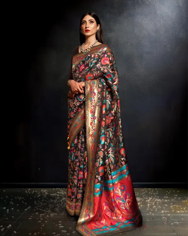 Phulwari_Khyber_Silk_Intense_Black_Banarasi_Brocade_Saree