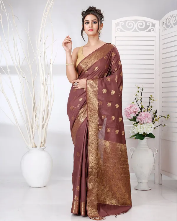 Rajsi_Thaath_Banarasi_Silk_Brown_Saree