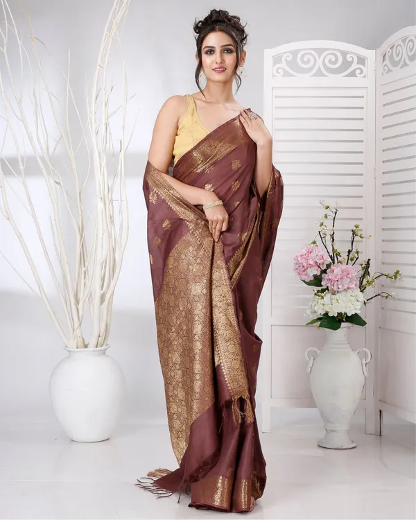 Rajsi_Thaath_Banarasi_Silk_Brown_Saree