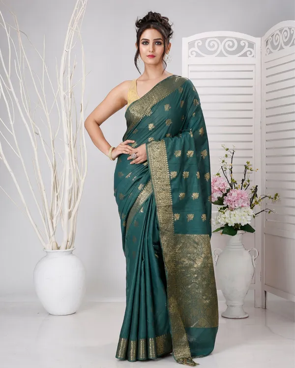 Rajsi_Thaath_Banarasi_Silk_Green_Saree
