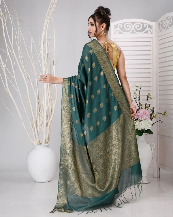 Rajsi_Thaath_Banarasi_Silk_Green_Saree