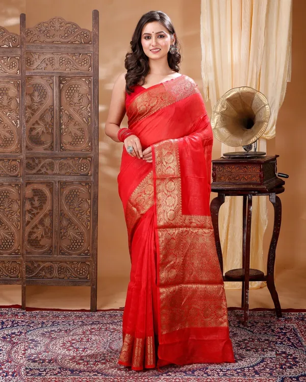 Rajsi_Thaath_Orange_Banarasi_Saree