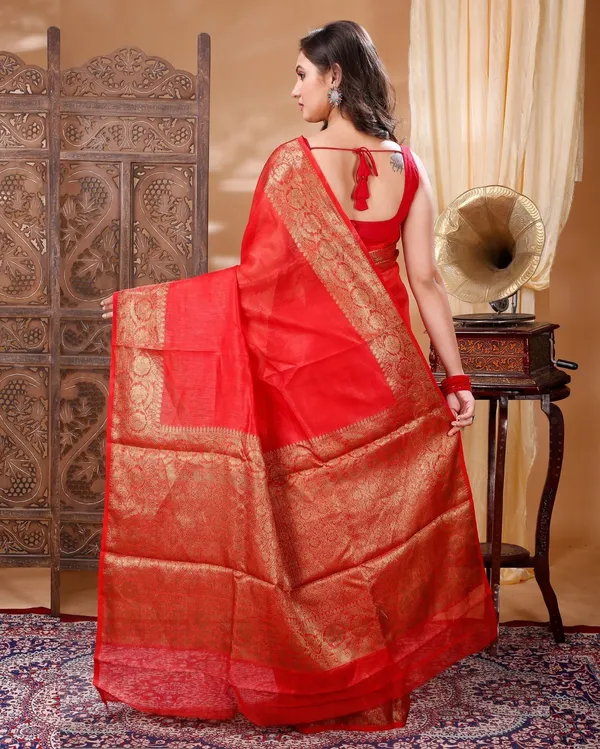Rajsi_Thaath_Orange_Banarasi_Saree