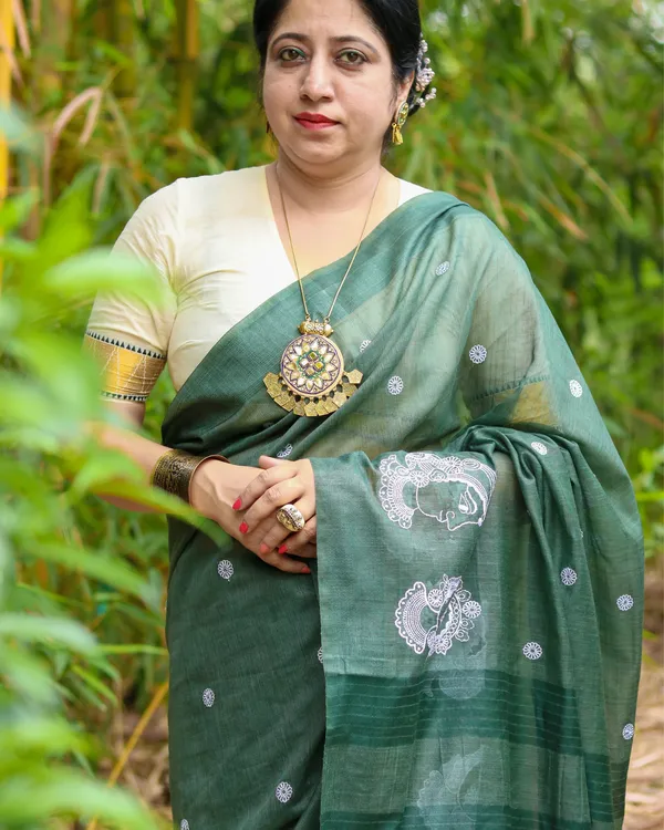 Roop_Green_Embroidery_Saree
