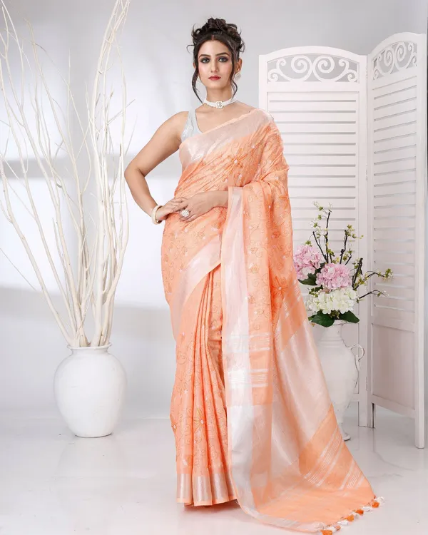 Shiromani_Peach_Embroidered_Saree