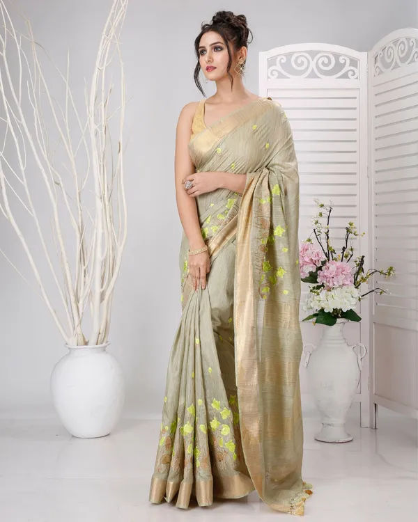 Swarna_Pushp_Green_Tussar_Silk_Saree