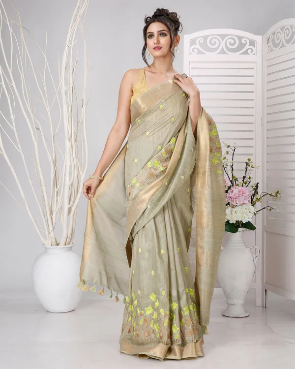 Swarna_Pushp_Green_Tussar_Silk_Saree