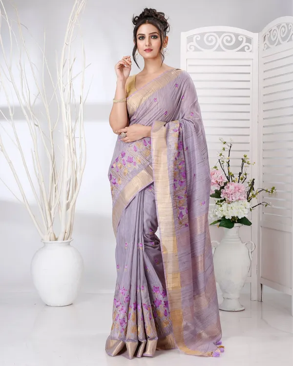 Swarna_Pushp_Lavender_Tussar_Silk_Saree