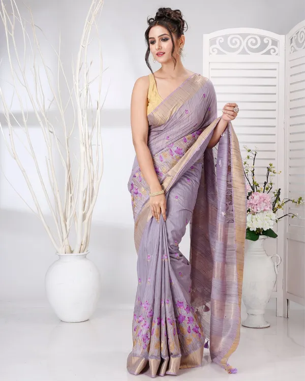 Swarna_Pushp_Lavender_Tussar_Silk_Saree
