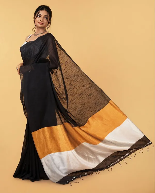 Swarna_Ras_Black_Linen_Silk_Saree