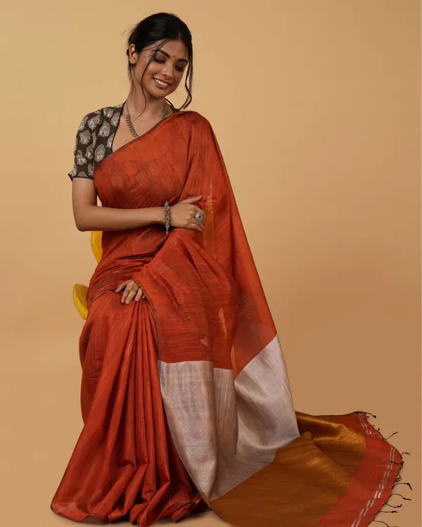 Swarna_Ras_Brown_Linen_Silk_Saree