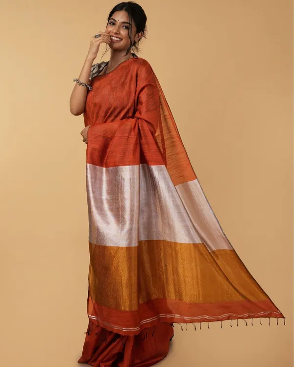 Swarna_Ras_Brown_Linen_Silk_Saree